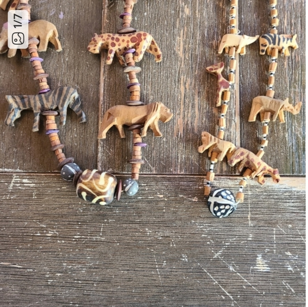 2 Handcrafted Animal Beaded Necklaces